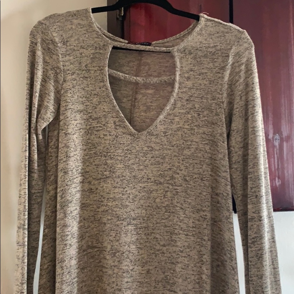 Gray tweed long sleeve sweater dress